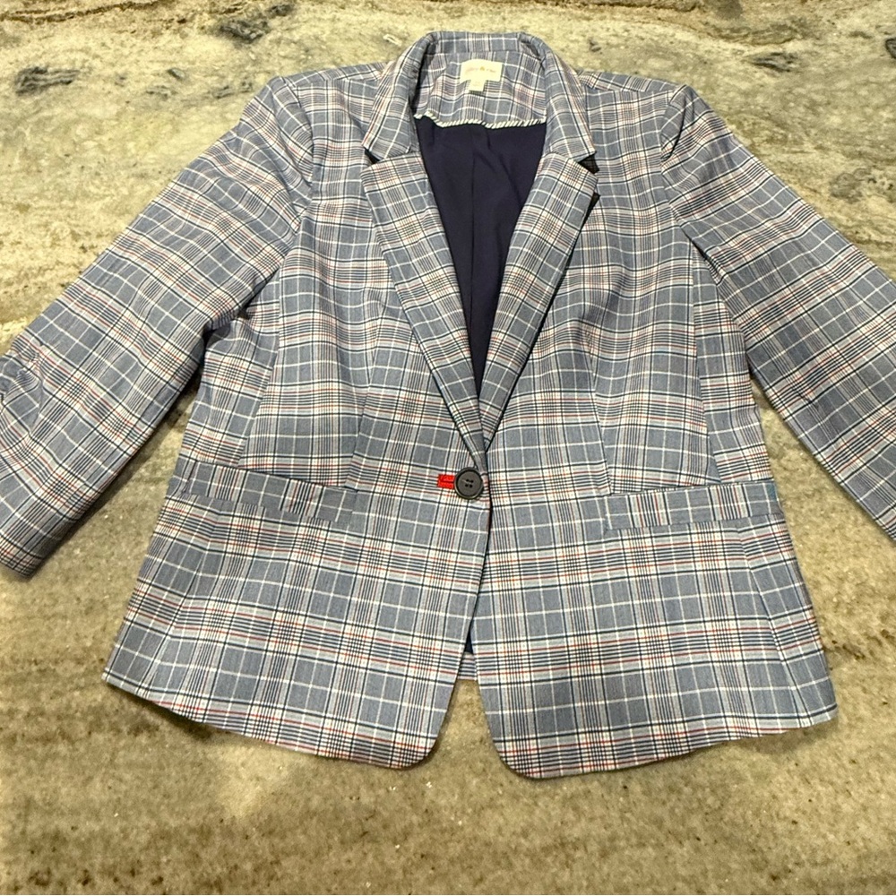 Riley & Rae Blue Plaid Blazer